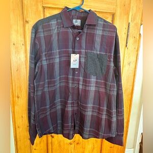 B Lux by Bruno Plaid W/Flannel Accents Button Down Sz Medium EUC